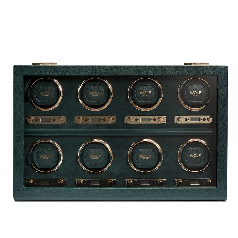 WOLF British Racing 8pc Watch Winder in Green