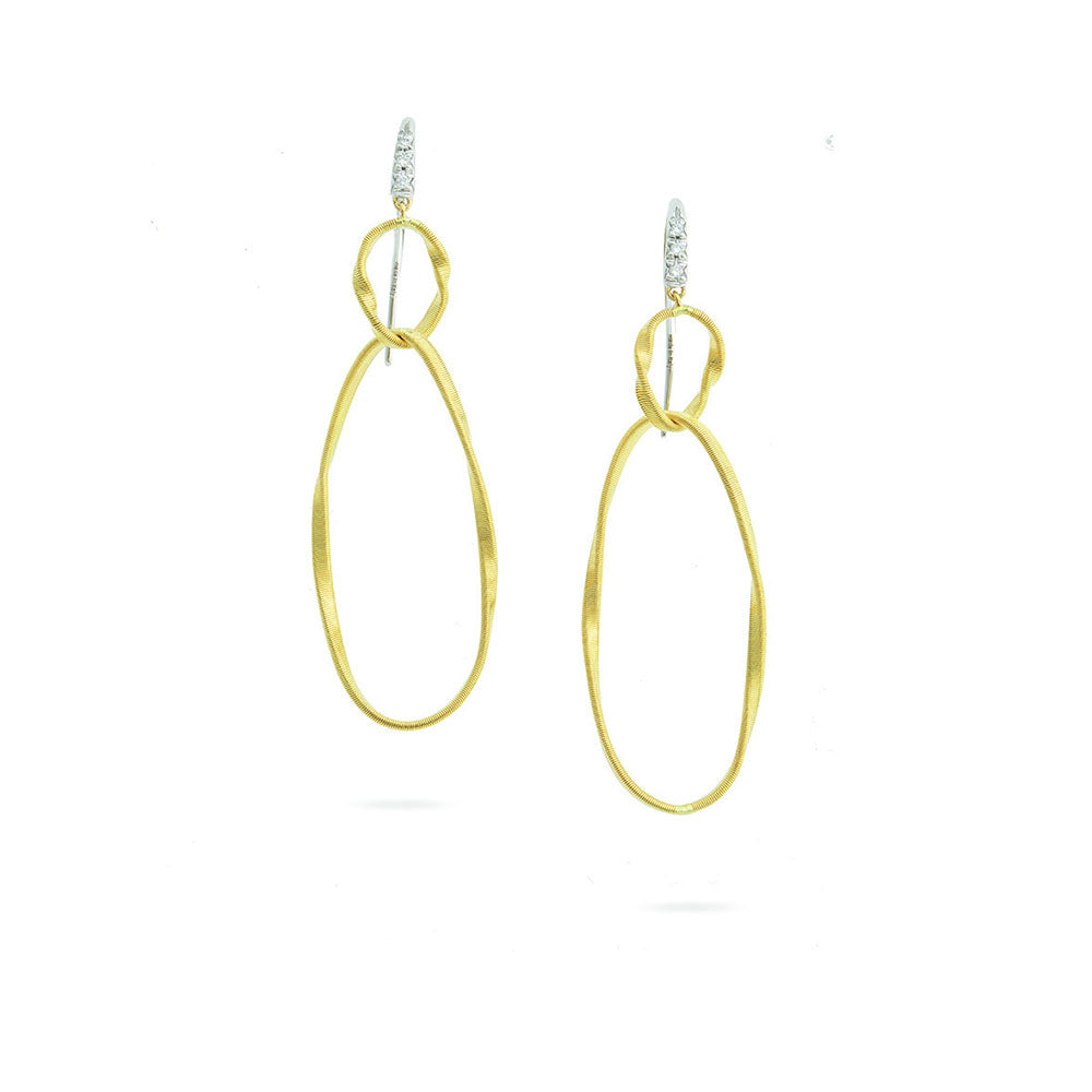 Marco Bicego Marrakech Onde Gold and Diamond Drop Earrings