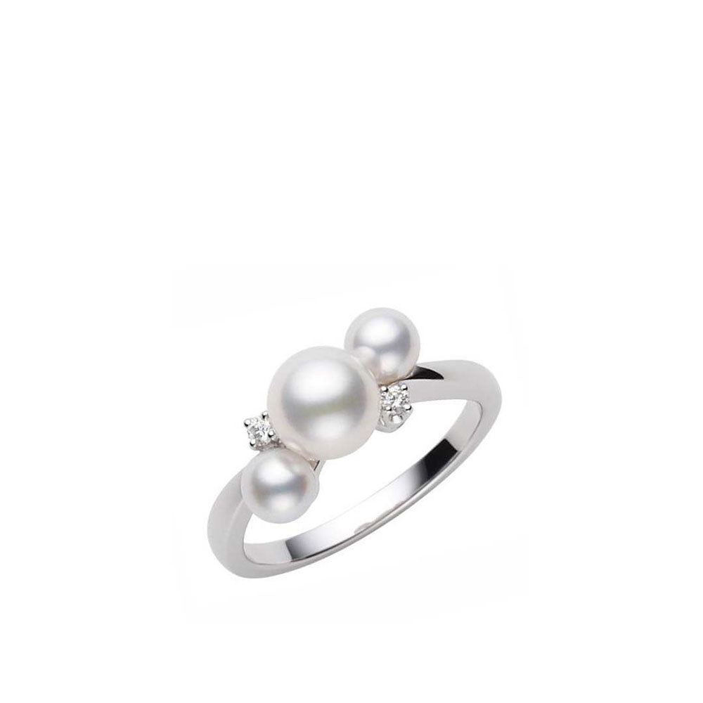 Mikimoto White Gold Pearl Diamond Bubbles Ring