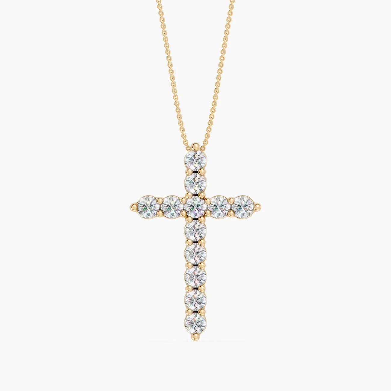14K Gold 1 Carat Lab Grown Diamond Cross Necklace