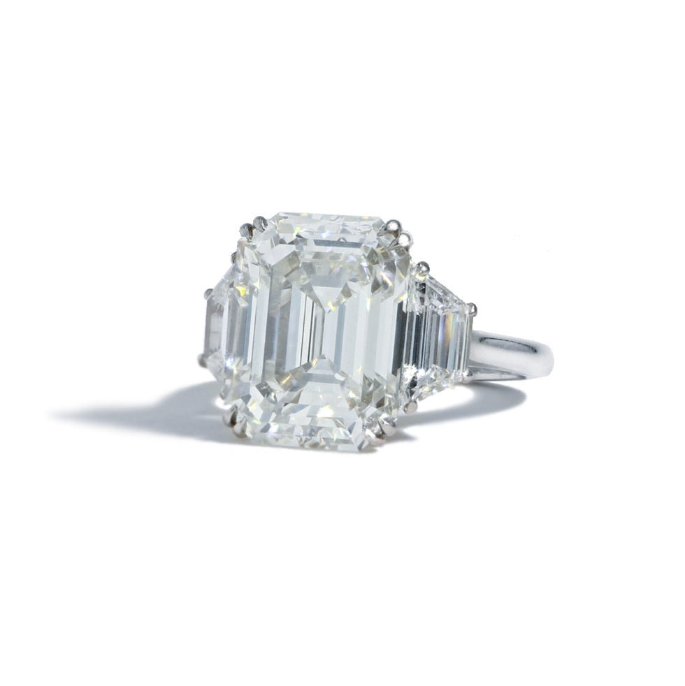 10 Carat Emerald Cut Ring in Platinum
