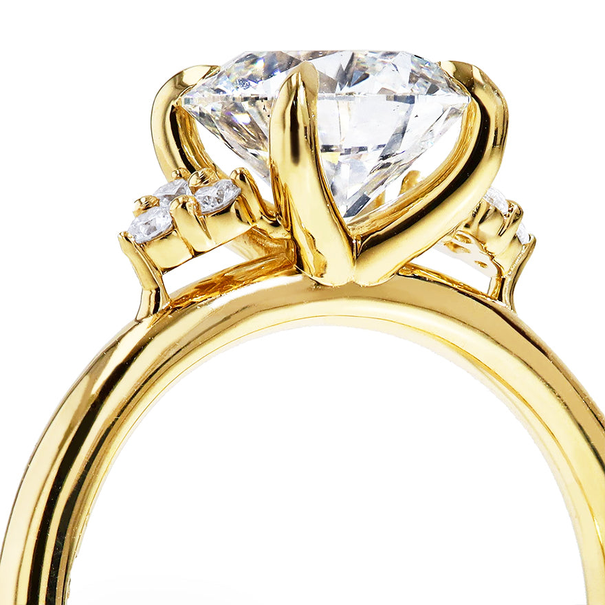 2 Carat Round Diamond With Trio Side Stones Engagement Ring