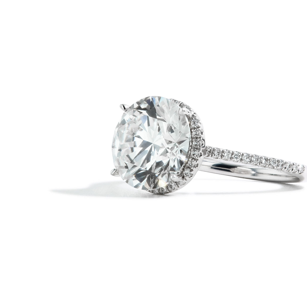 5 Carat Round Brilliant Lab Grown Diamond Pave Engagement Ring