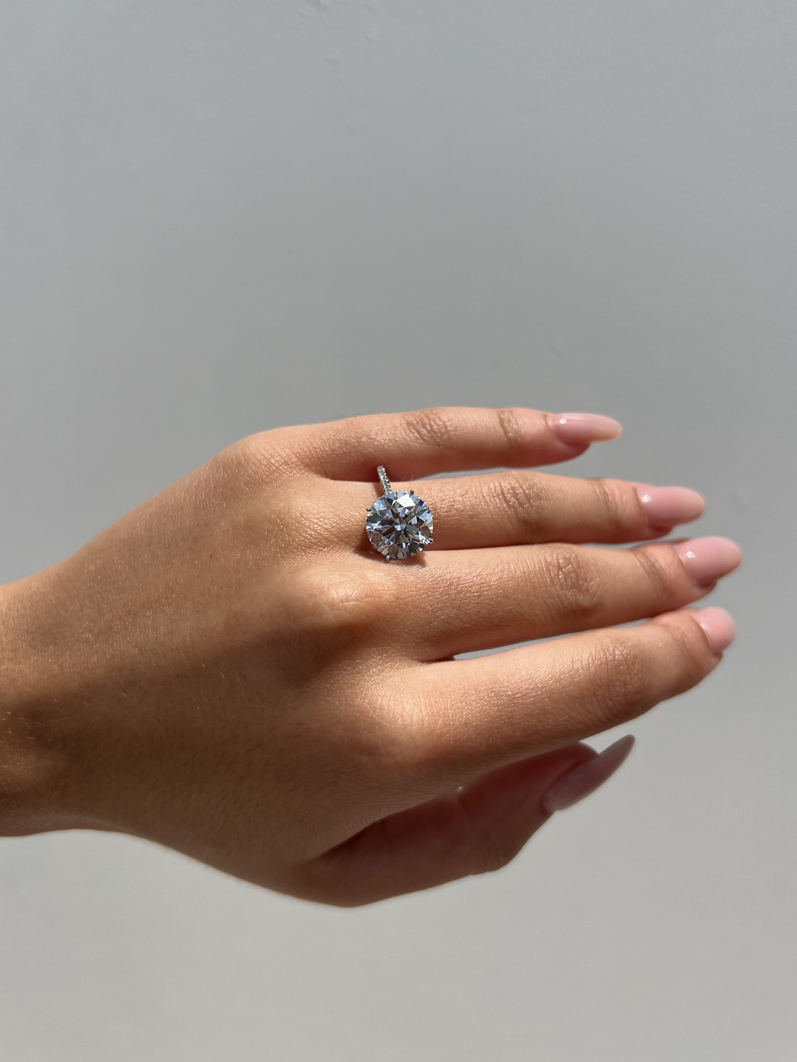 5 Carat Round Brilliant Lab Grown Diamond Pave Engagement Ring