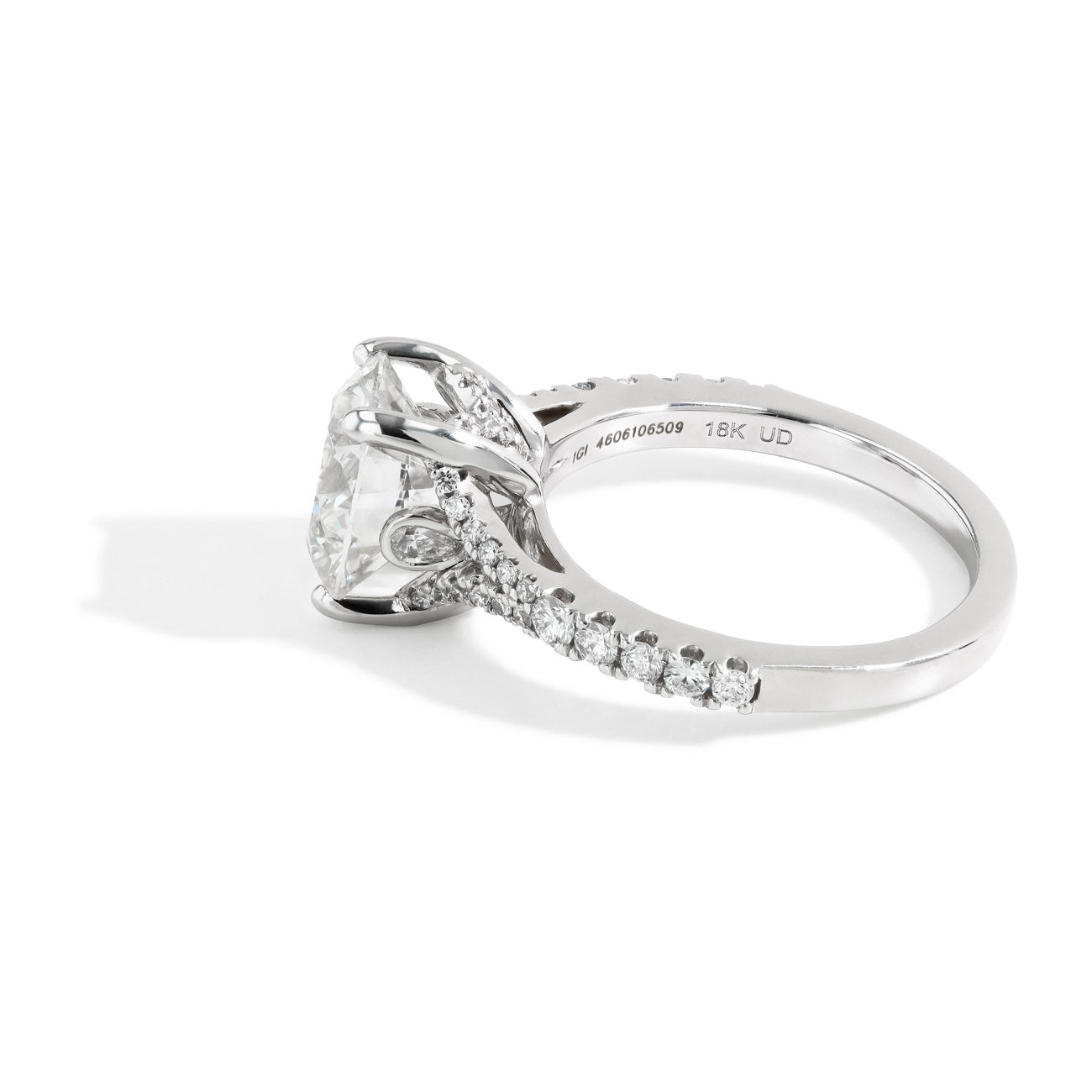 3.60 Carat Round Cut Lab Grown Diamond Pave Split Shank Engagement Ring