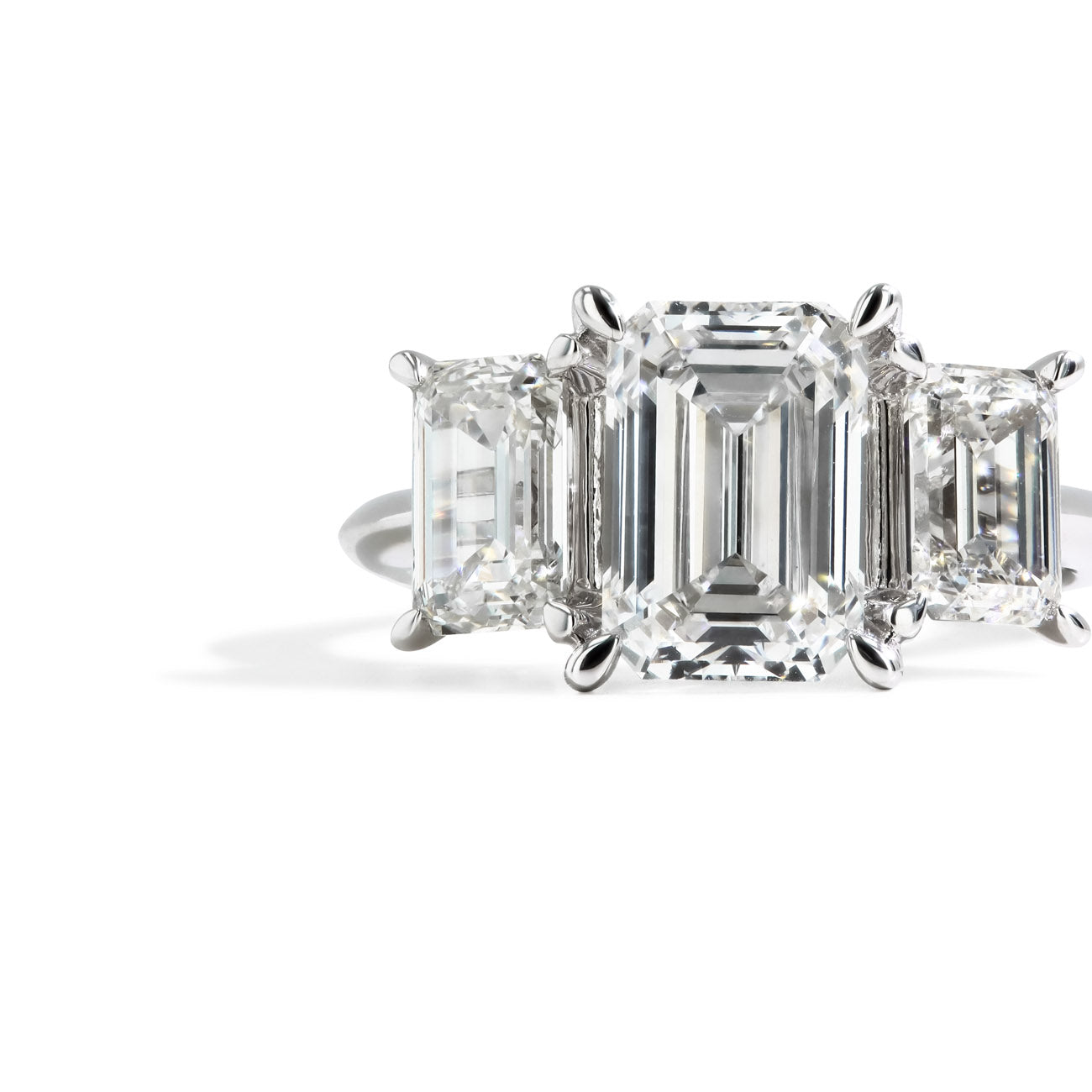 5.04 Carat Three Stone Emerald Cut Lab Grown Diamond Engagement Ring