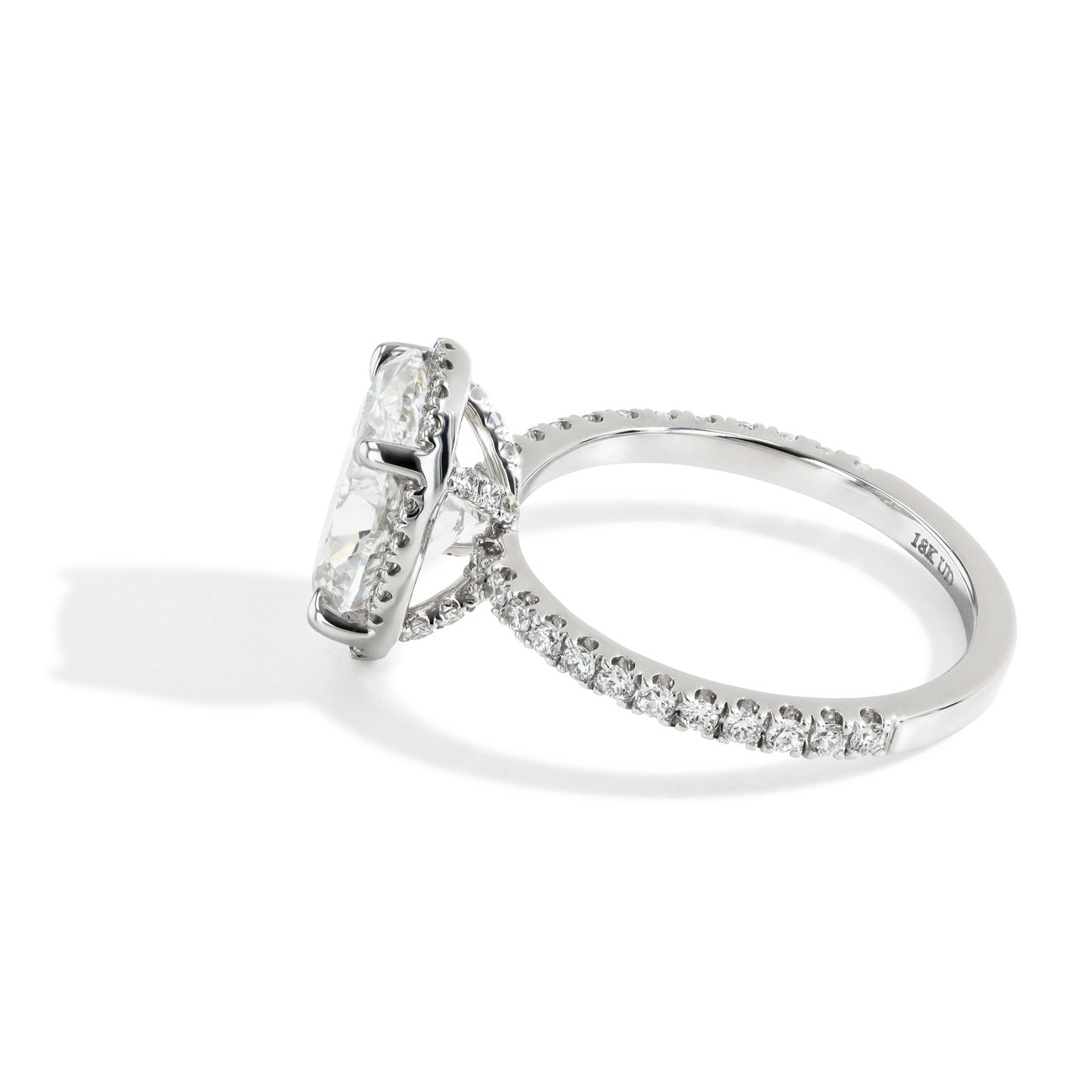 3.39 Carat Oval Hidden Halo Lab Grown Diamond Engagement Ring