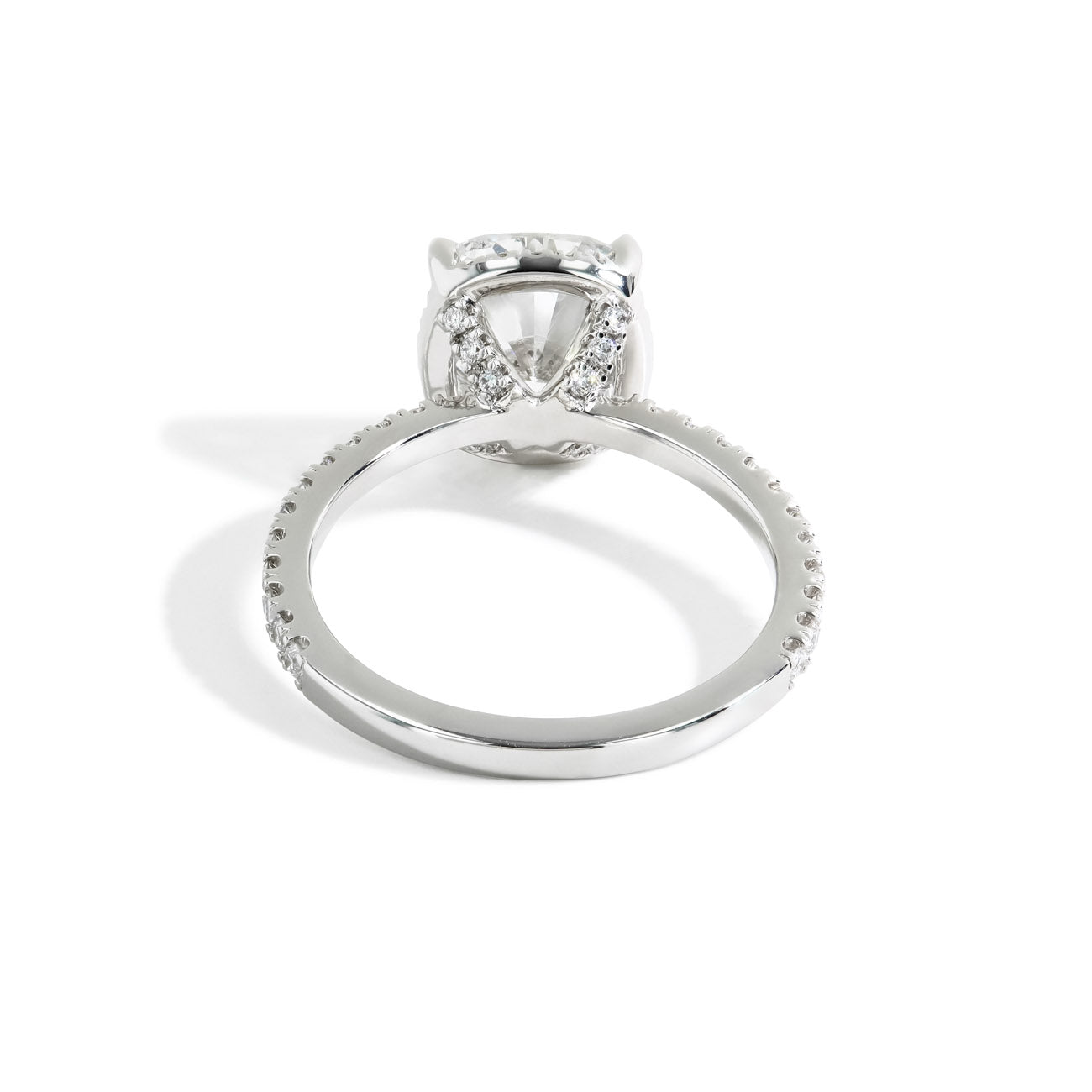 3.02 Carat Cushion Lab Grown Diamond Pave Engagement Ring