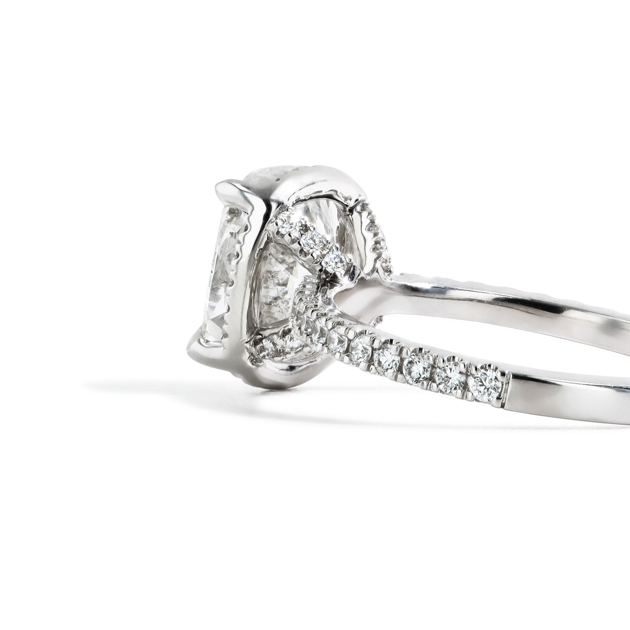 3.02 Carat Cushion Lab Grown Diamond Pave Engagement Ring