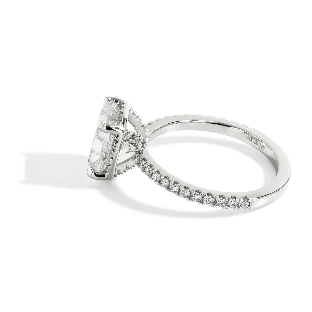 3.02 Carat Cushion Lab Grown Diamond Pave Engagement Ring