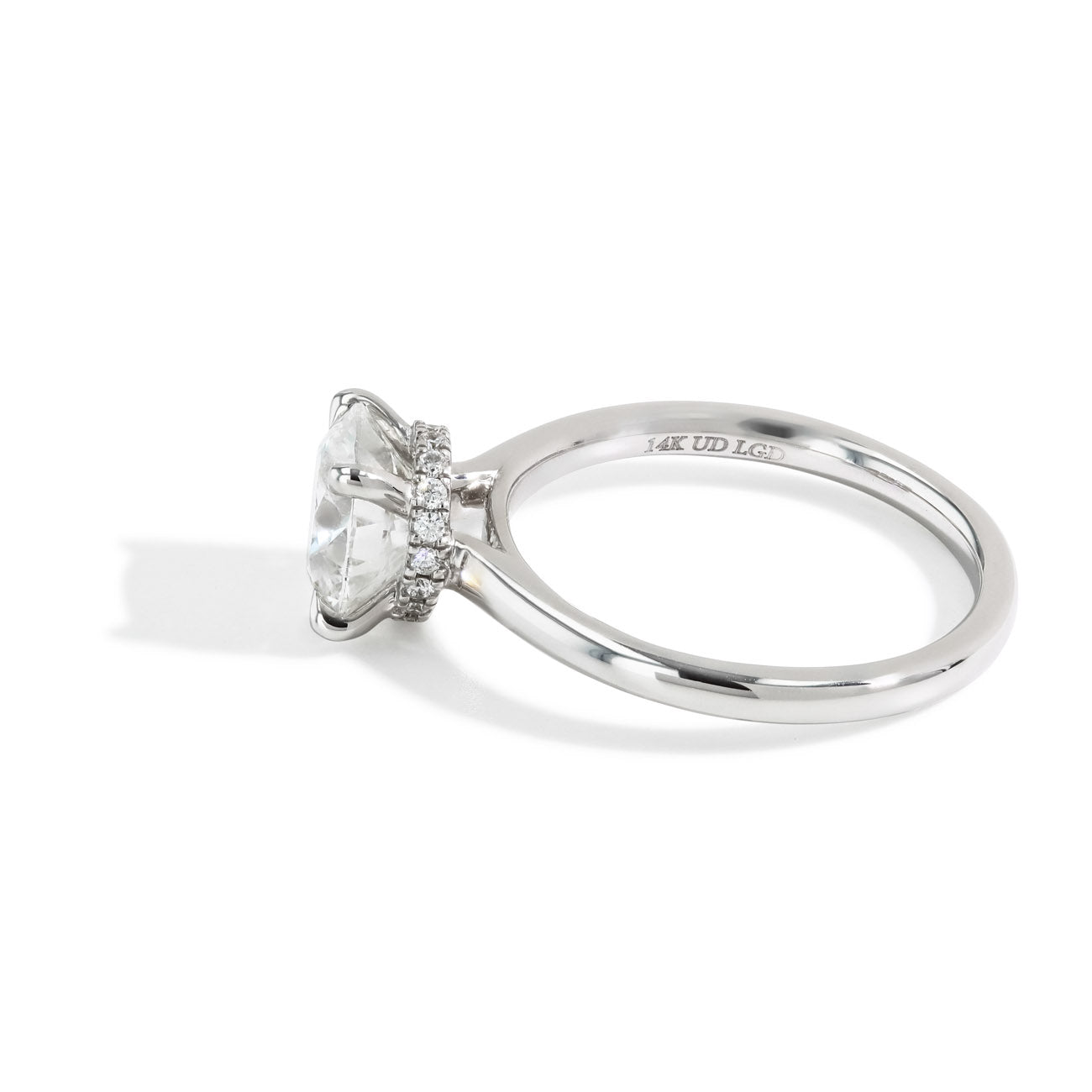 2.06 Carat Round Lab Grown Diamond Hidden Halo Engagement Ring