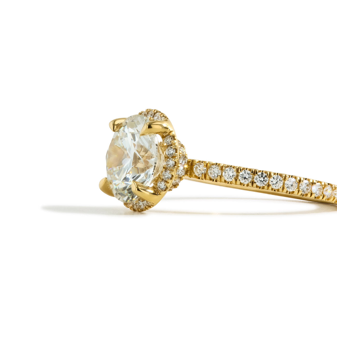 3.08 Carat Round Lab Grown Diamond Hidden Halo Engagement Ring