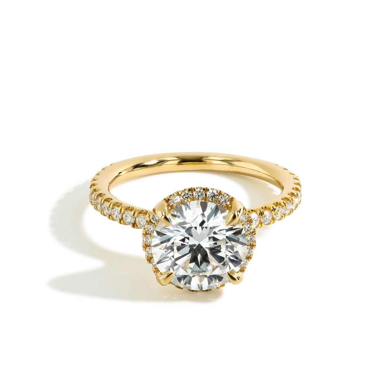 3.08 Carat Round Lab Grown Diamond Hidden Halo Engagement Ring