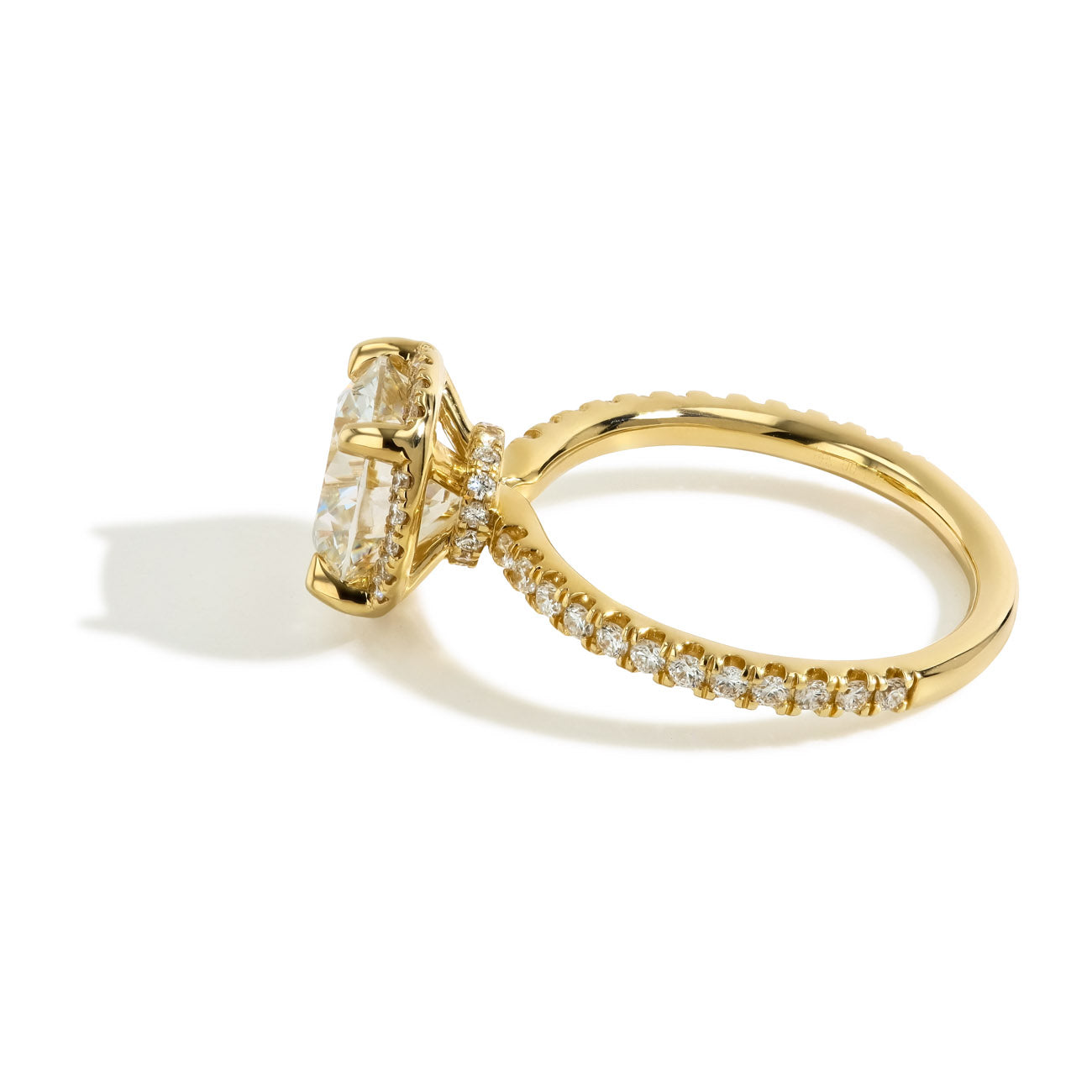 3.08 Carat Round Lab Grown Diamond Hidden Halo Engagement Ring