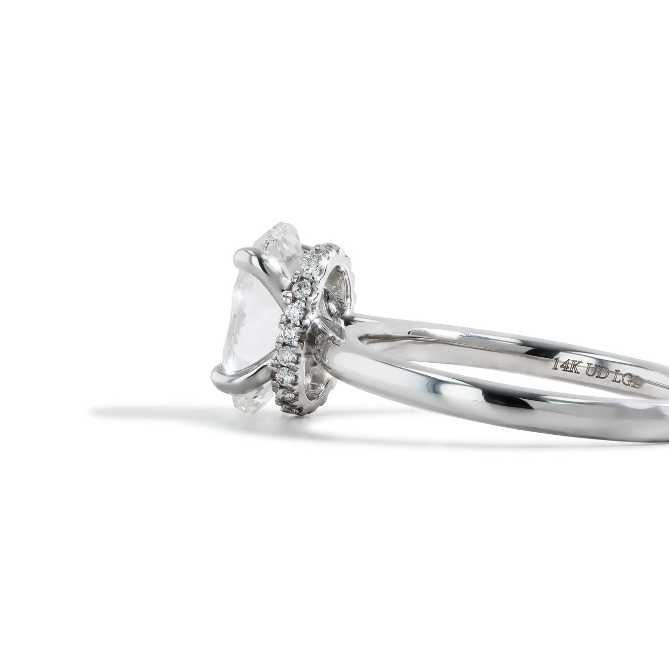 2.09 Carat Oval Lab Grown Diamond Hidden Halo Engagement Ring