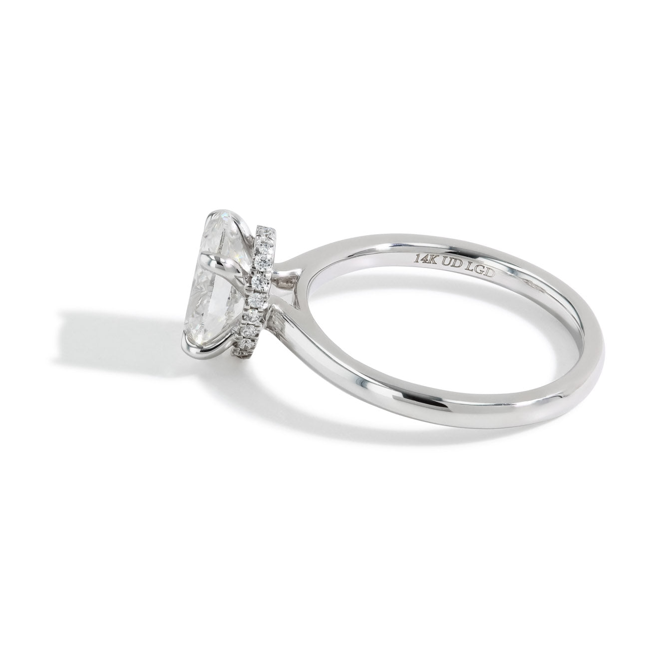 2.09 Carat Oval Lab Grown Diamond Hidden Halo Engagement Ring