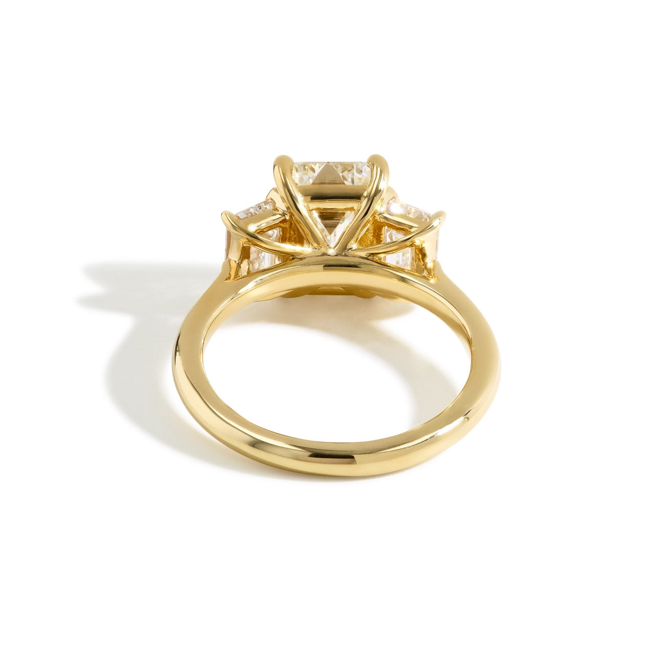 3.11 Carat Emerald Cut Three Stone Lab Grown Diamond Engagement Ring