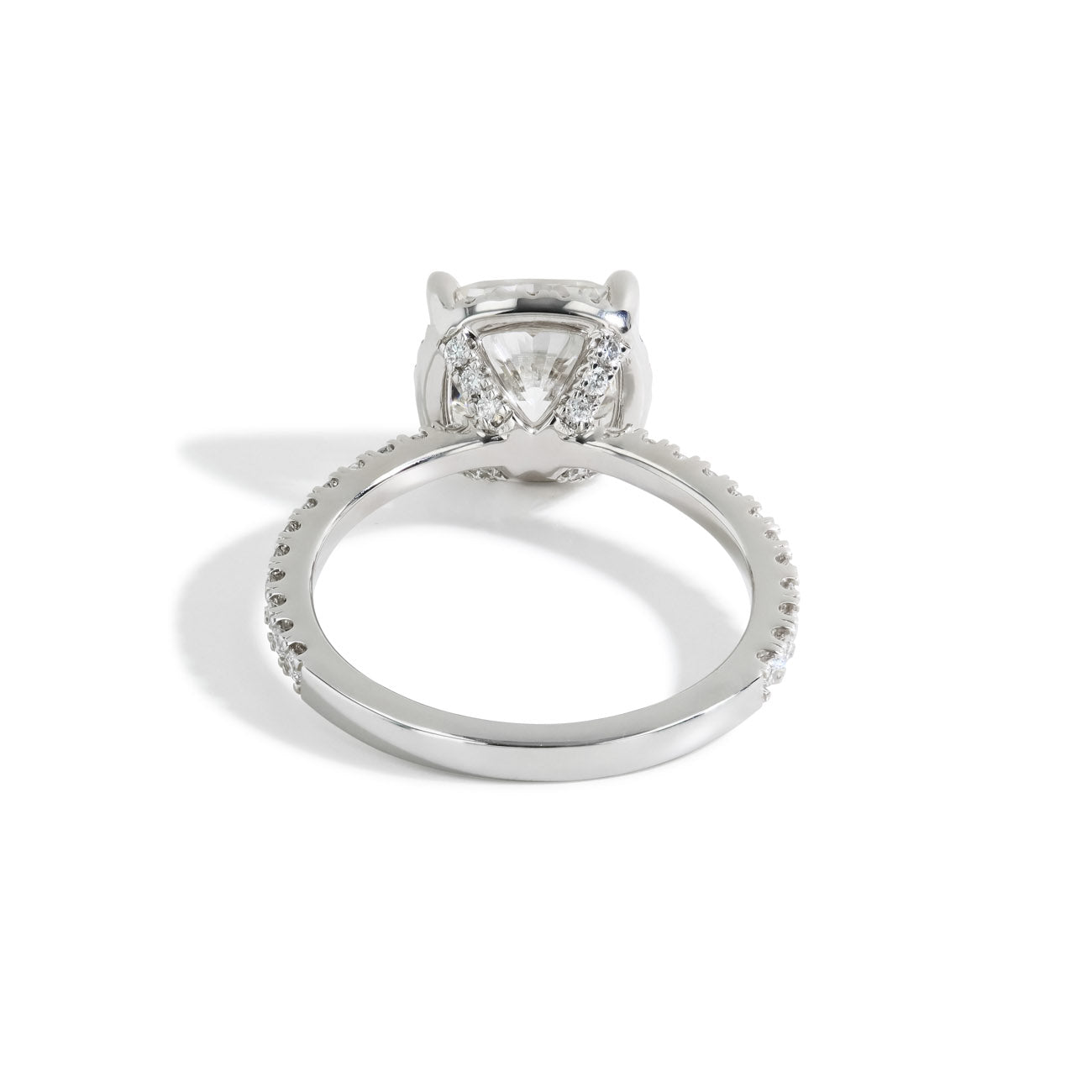 3.08 Carat Cushion Lab Grown Diamond Hidden Halo Engagement Ring