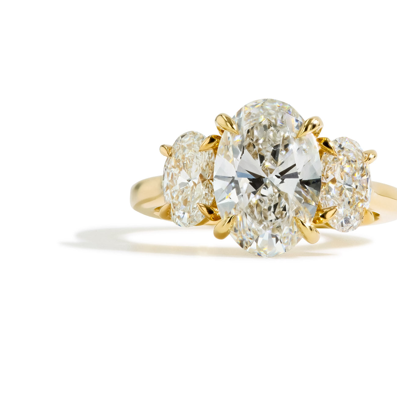 3 Carat Oval Cut Three Stone Lab Grown Diamond Engagement Ring