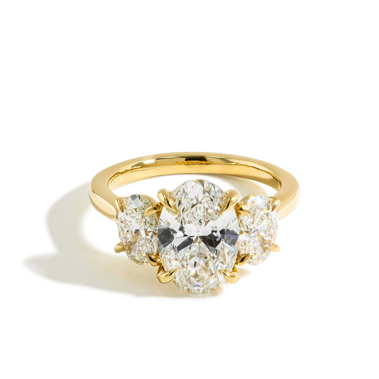 3 Carat Oval Cut Three Stone Lab Grown Diamond Engagement Ring