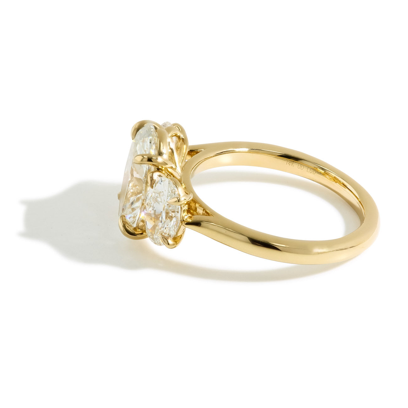 3 Carat Oval Cut Three Stone Lab Grown Diamond Engagement Ring