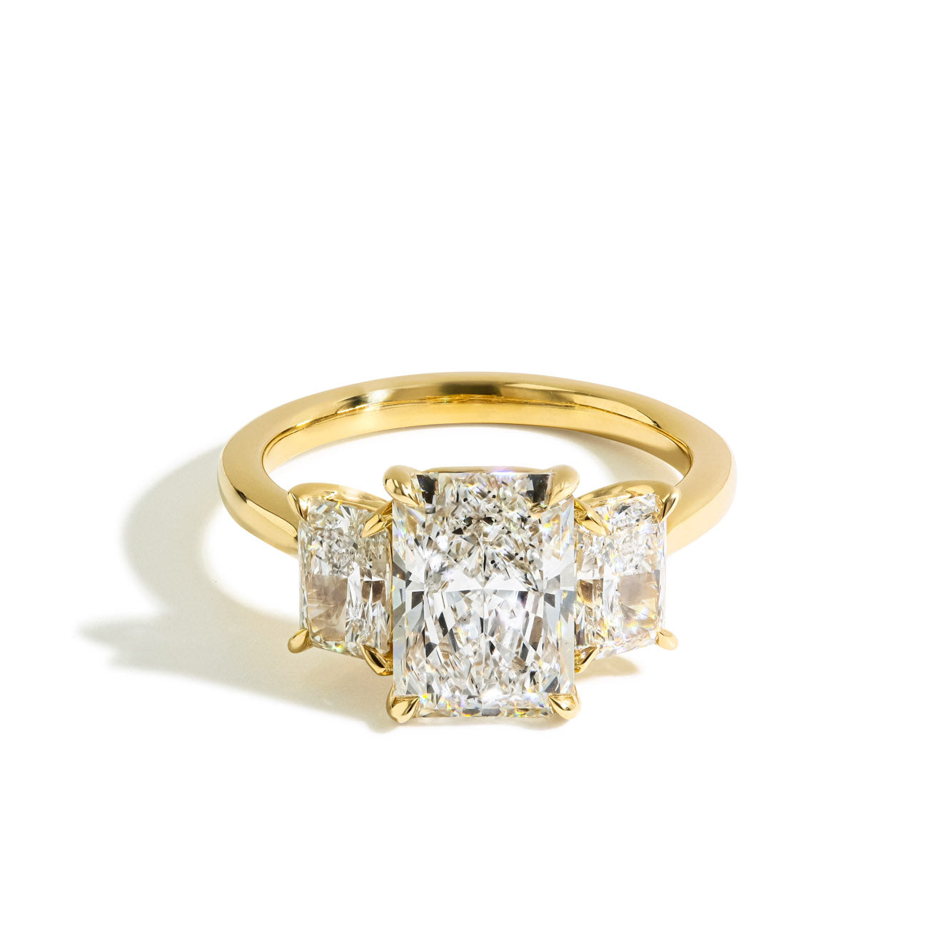 3.09 Carat Radiant Three Stone Lab Grown Diamond Engagement Ring