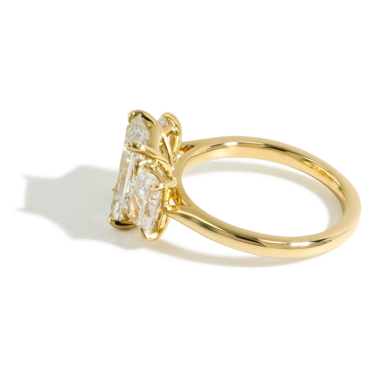 3.09 Carat Radiant Three Stone Lab Grown Diamond Engagement Ring