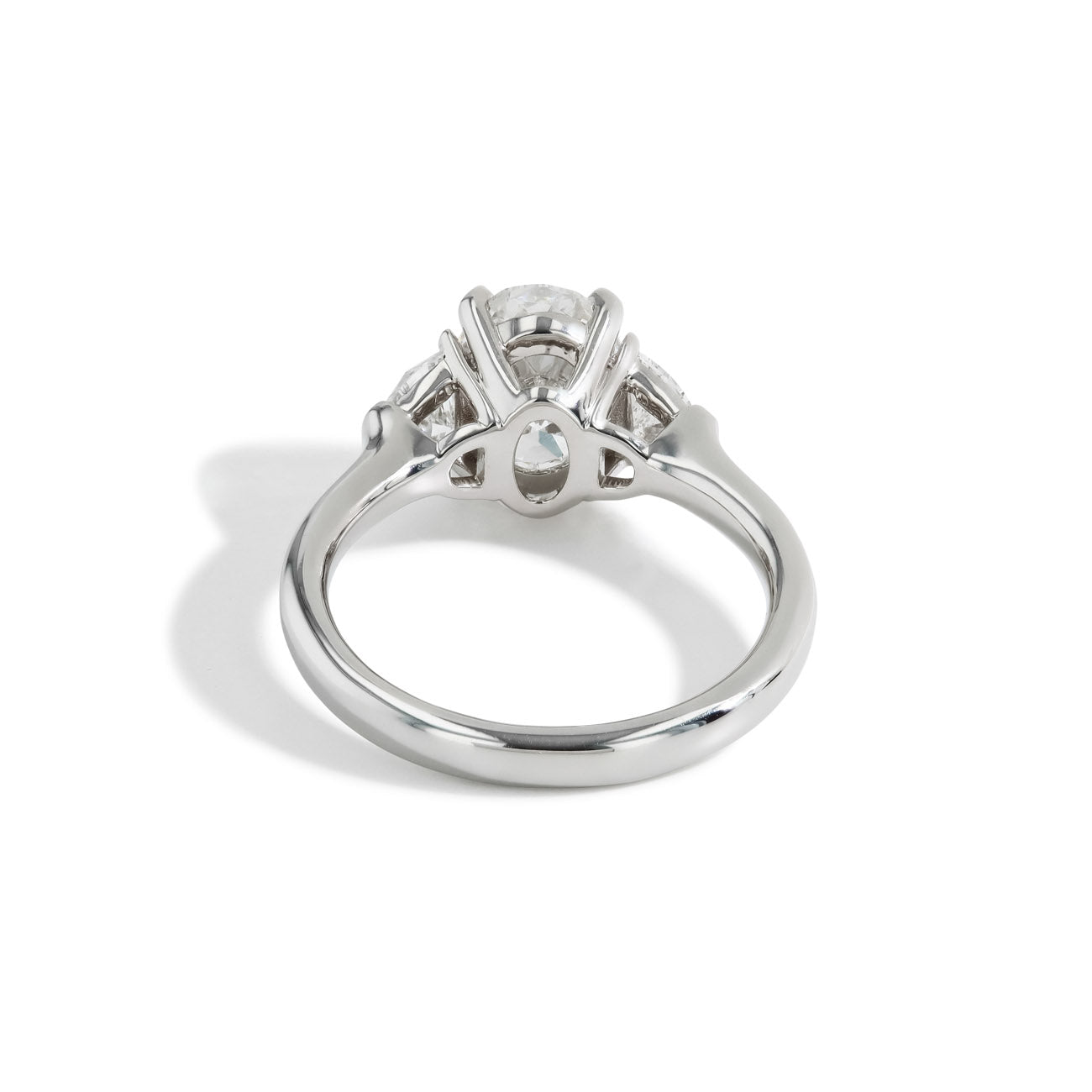 2.03 Carat Lab Grown Oval Three Stone Engagement Ring
