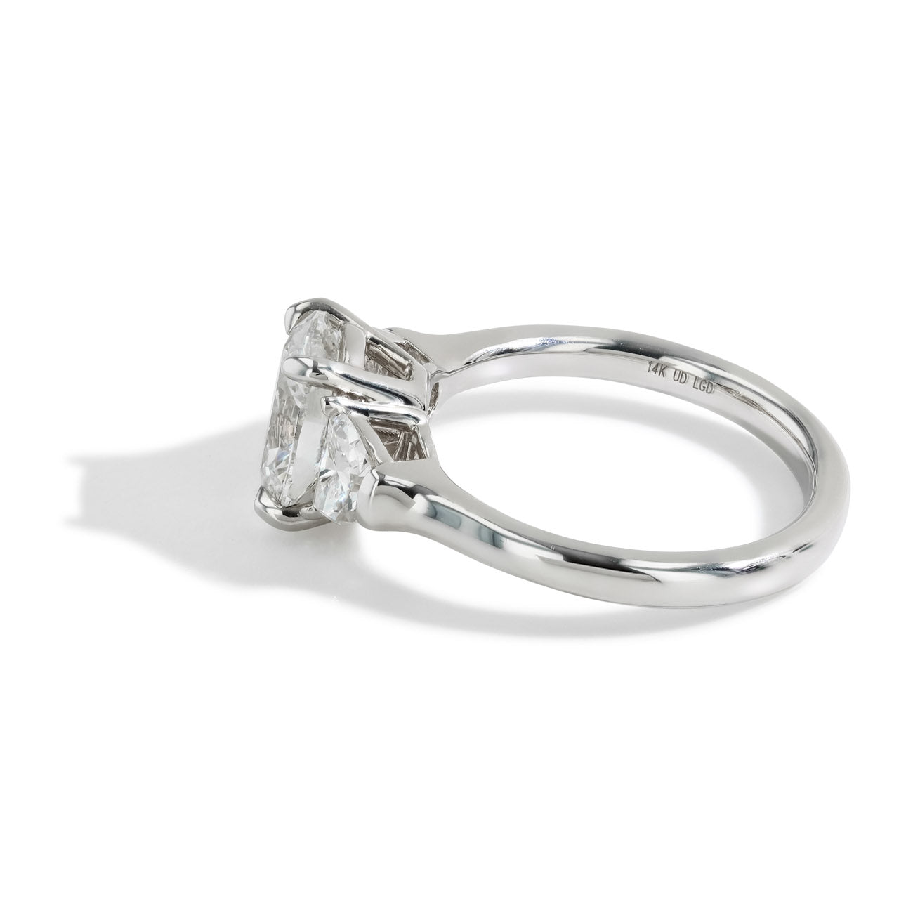 2.03 Carat Lab Grown Oval Three Stone Engagement Ring