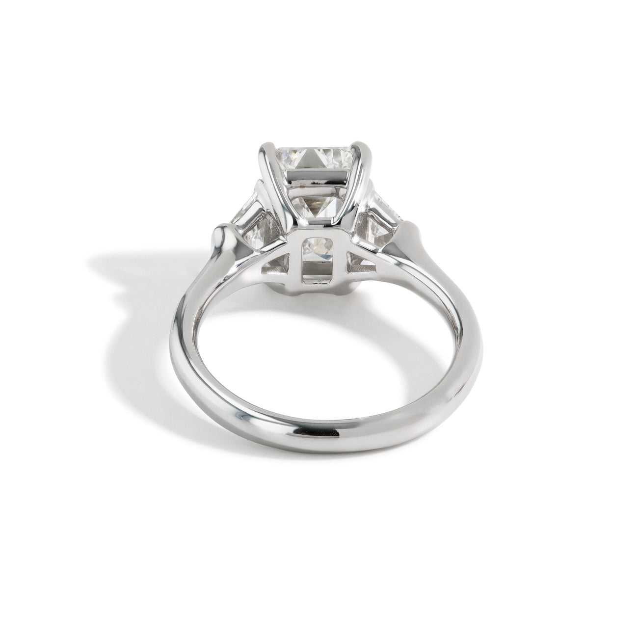 3.10 Carat Emerald Cut Three Stone Lab Grown Diamond Engagement Ring