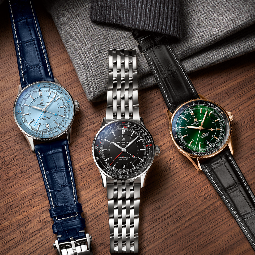 Breitling Navitimer Automatic GMT 41 Emerald Green Dial on Alligator Leather- 41mm