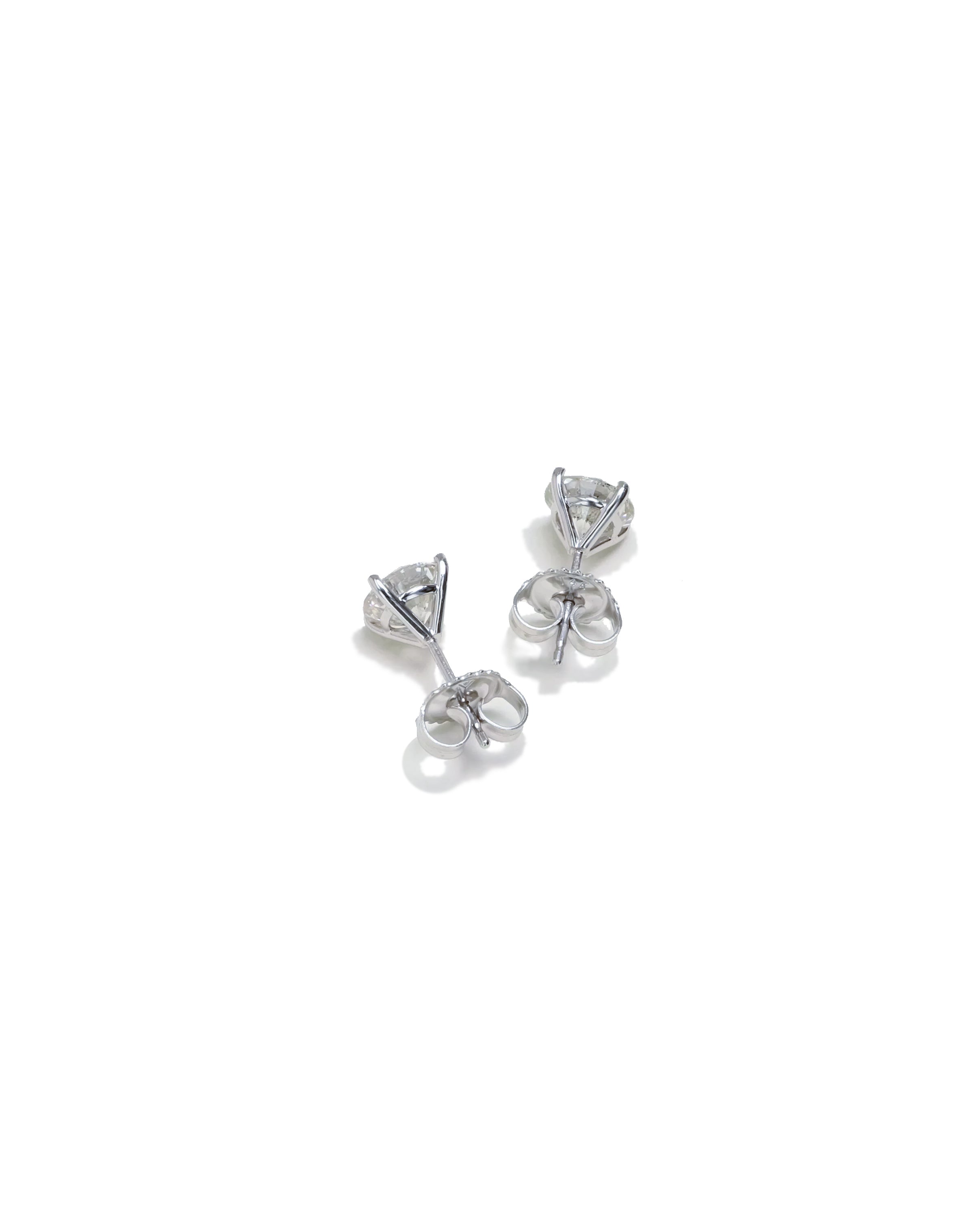 Diamond studs set in 14k White Gold - 3.00 carat total weight
