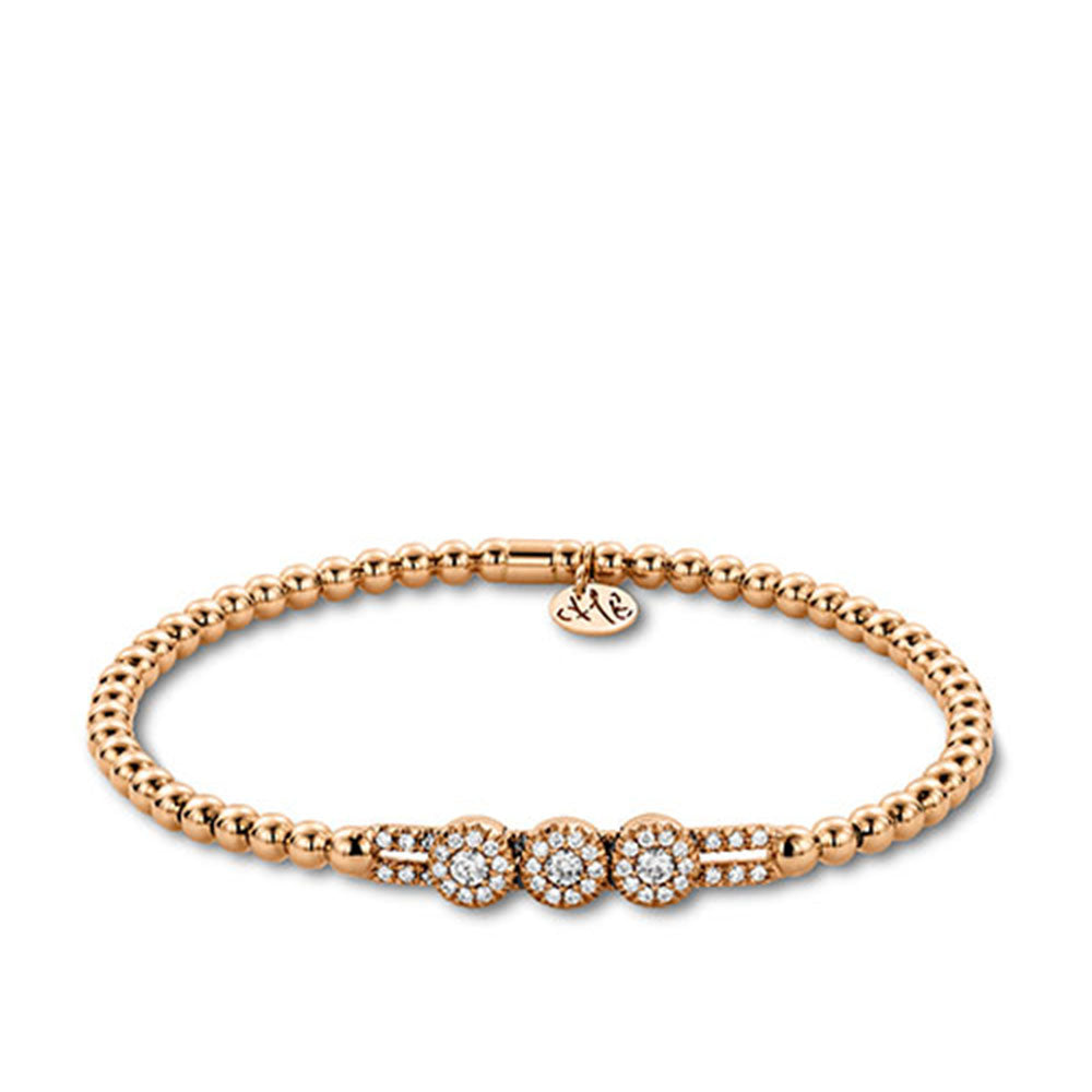 Hulchi Belluni Tresore Large Bead Triple Diamond Station Stretchy Bracelet