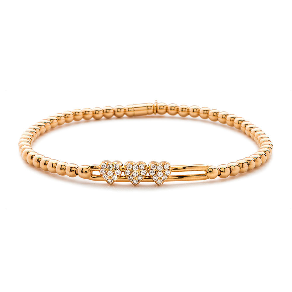 Hulchi Belluni Tresore Gold Diamond Hearts Stretch Bracelet