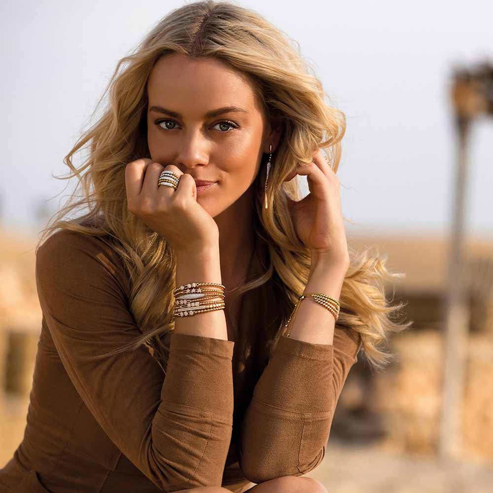 Hulchi Belluni Tresore Triple Diamond Star Stretch Bracelet