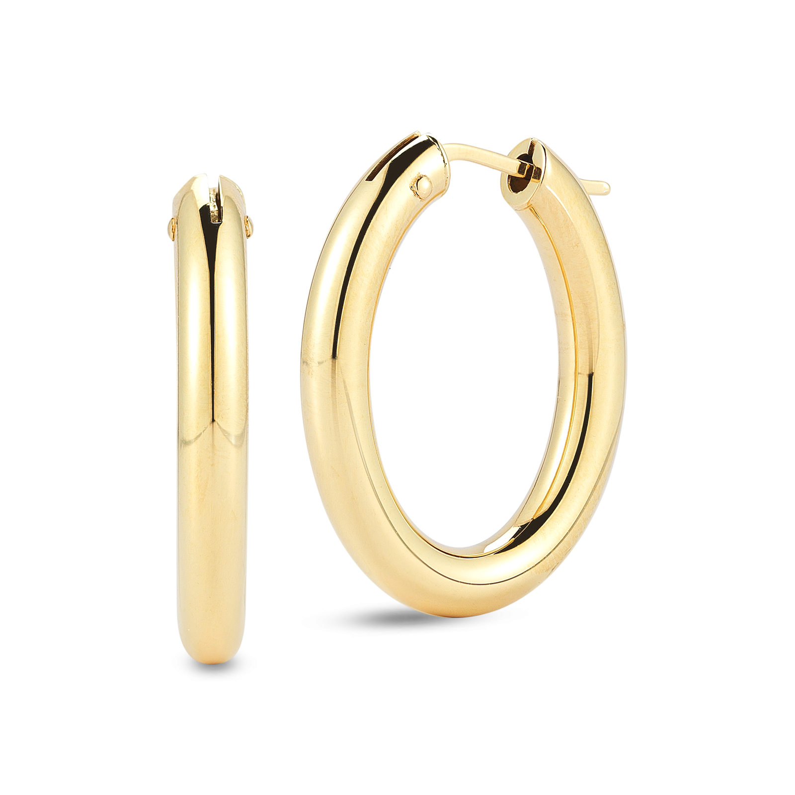 Roberto Coin Yellow Gold Medium Wide Hoop Earrings - 25mm