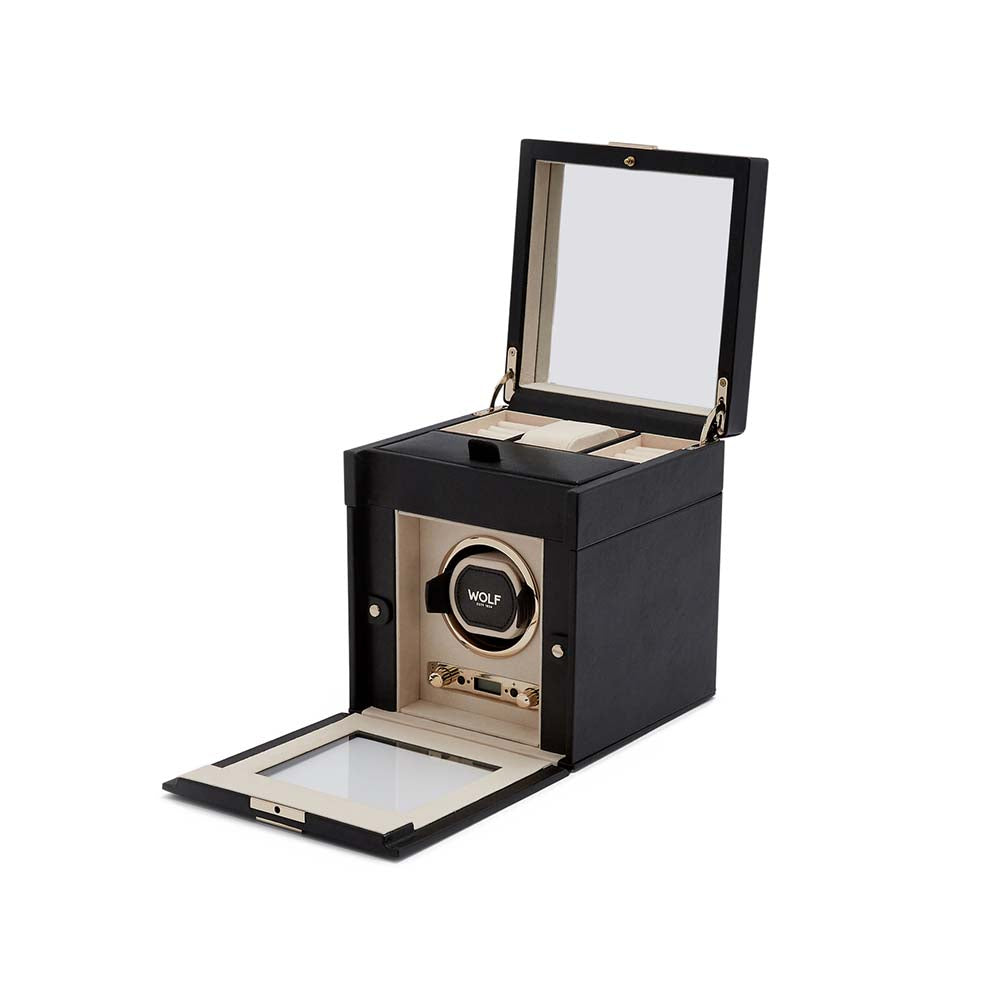 WOLF Palermo Single Winder Watch Box in Anthracite
