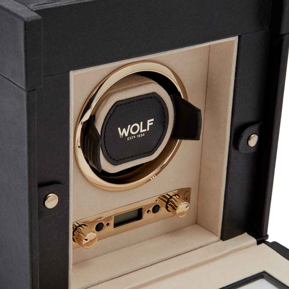 WOLF Palermo Single Winder Watch Box in Anthracite