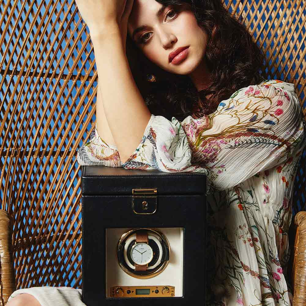 WOLF Palermo Single Winder Watch Box in Anthracite