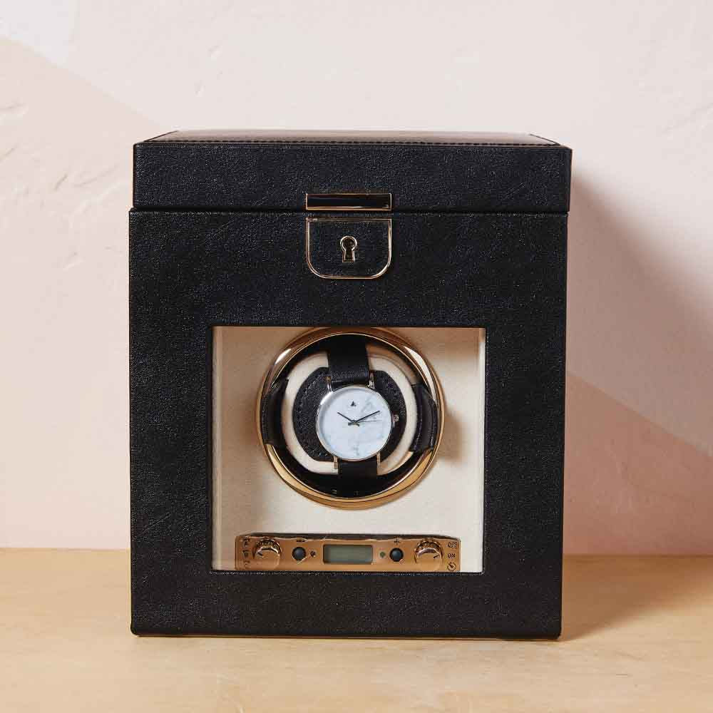 WOLF Palermo Single Winder Watch Box in Anthracite