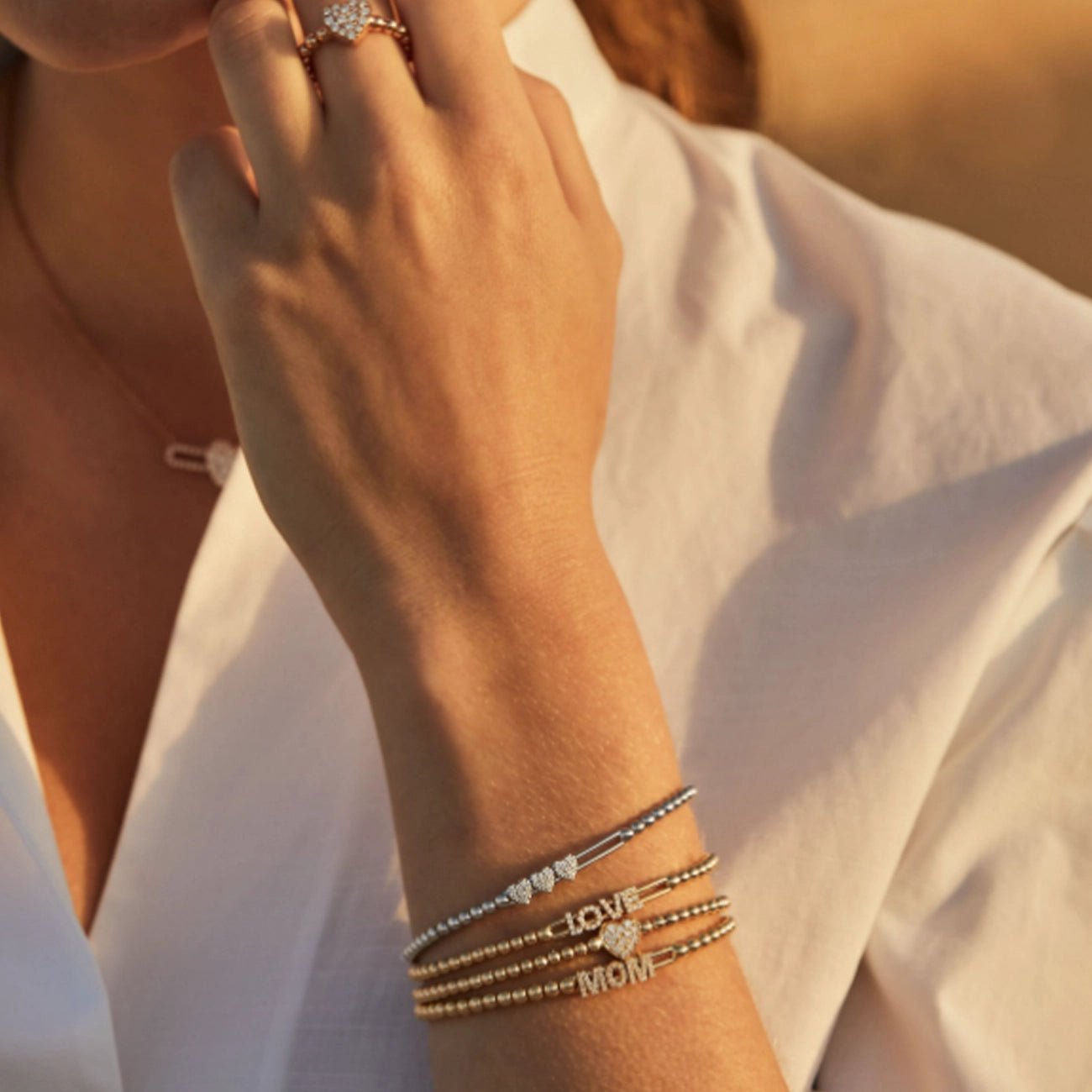 Hulchi Belluni Tresore Diamond Heart Stretch Bracelet