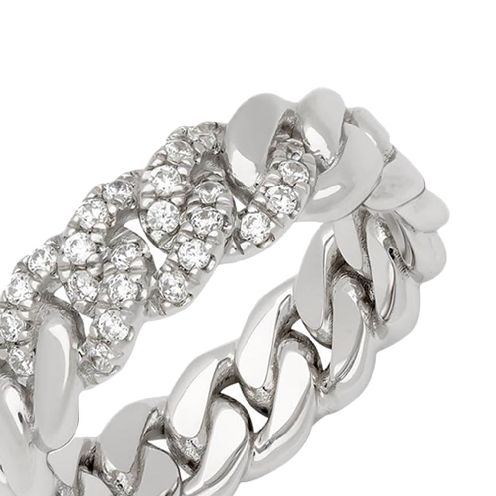 Pave Diamond Cuban Link Wedding Band