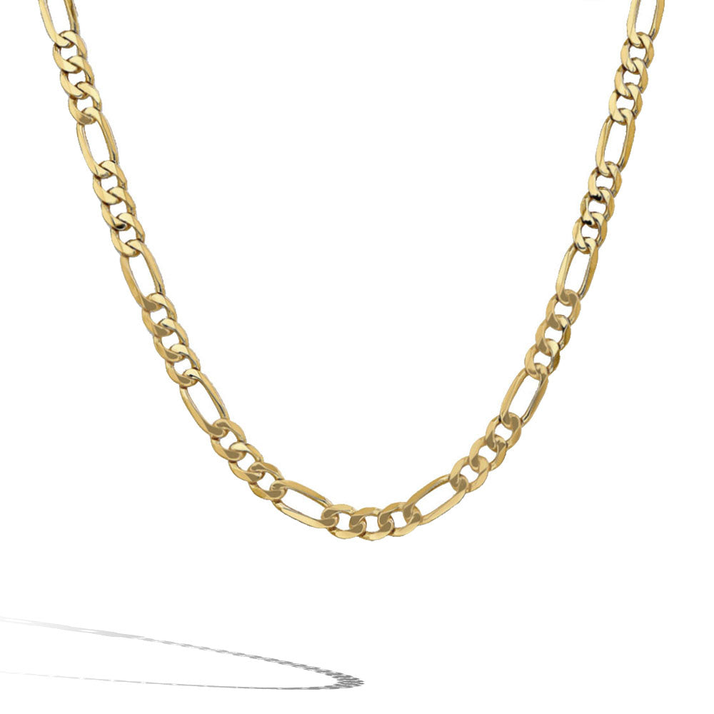 Flat Gold Figaro Chain - 22 Inch