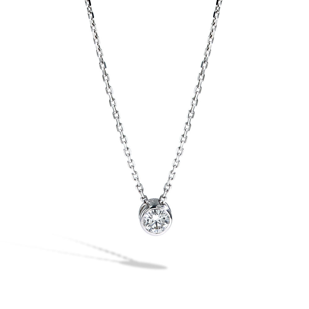 1/2 Carat Lab Grown Diamond Bezel Pendant Necklace in White Gold