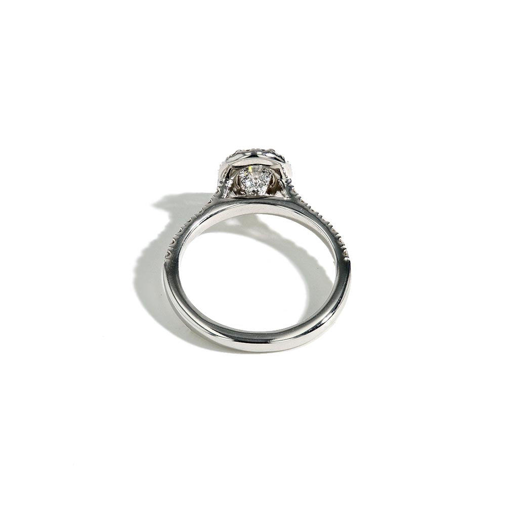 0.70 Carat Oval Halo Engagement Ring - E/SI2 GIA Certified