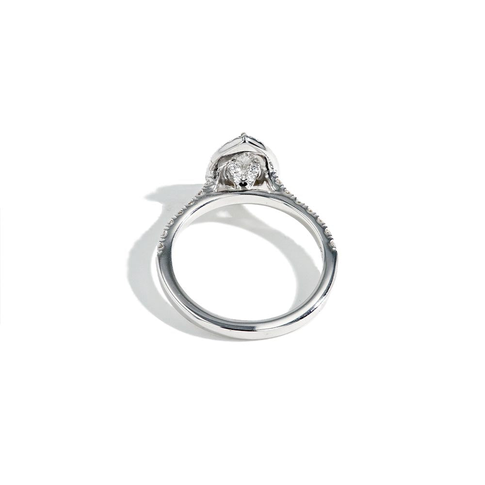 0.75 Carat Pear Shape Halo Engagement Ring - G/SI2 GIA Certified