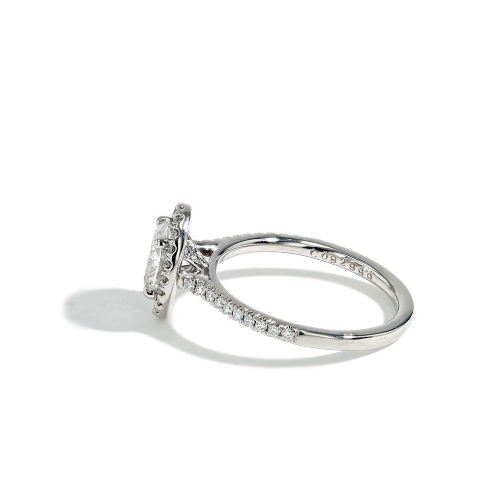 0.90 Carat Oval Halo Engagement Ring - H/SI2 GIA Certified