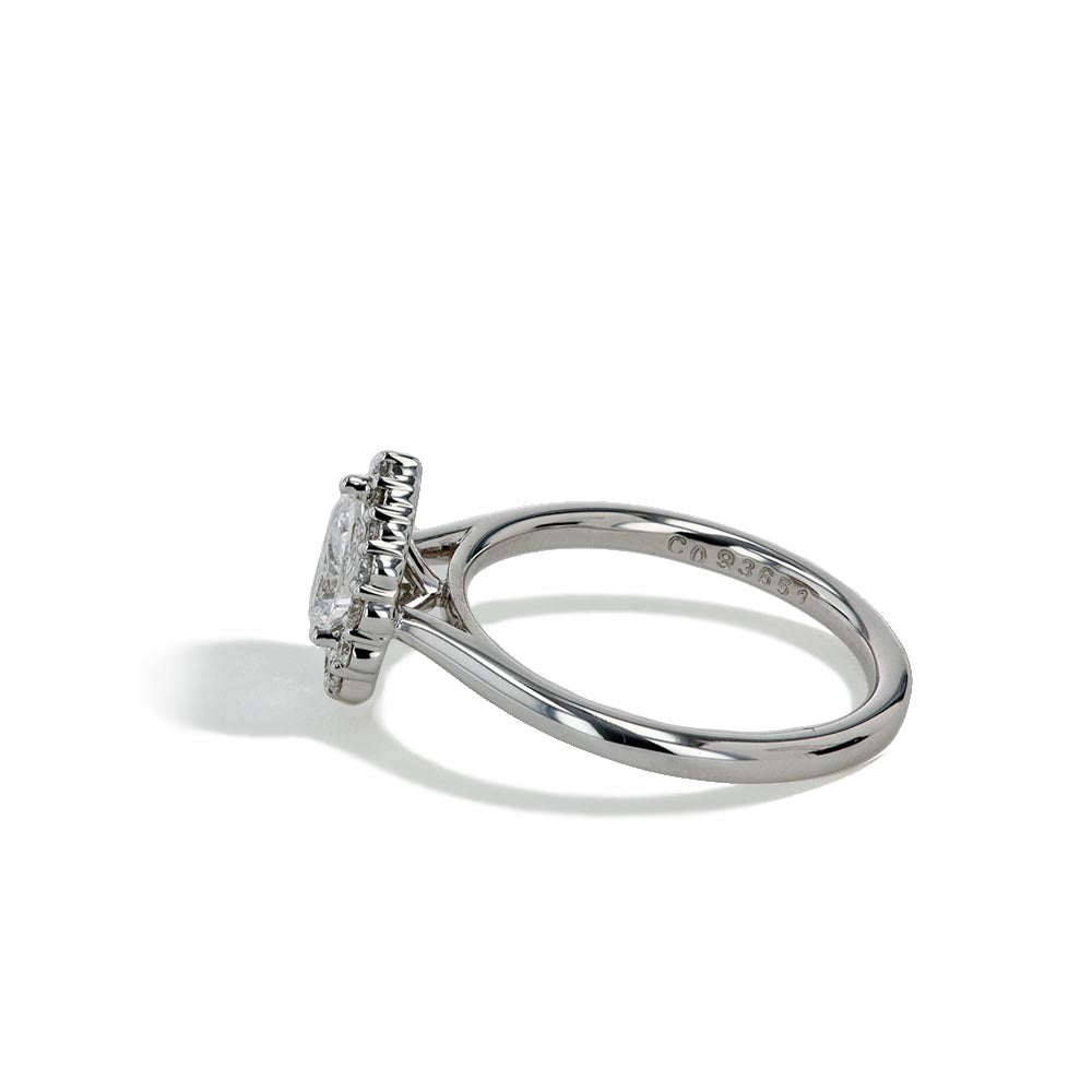 0.50 Carat Pear Shape Halo Engagement Ring - E/SI2 GIA Certified