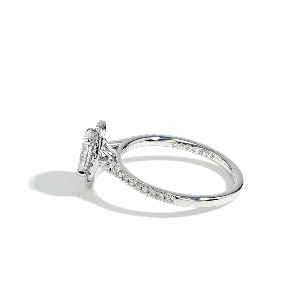 0.70 ct Oval Halo Engagement Ring - F/SI2 GIA Certified