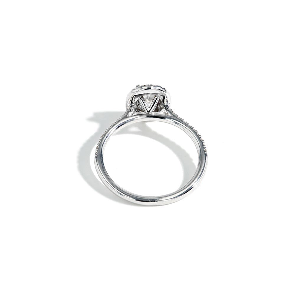 0.70 ct Oval Halo Engagement Ring - F/SI2 GIA Certified